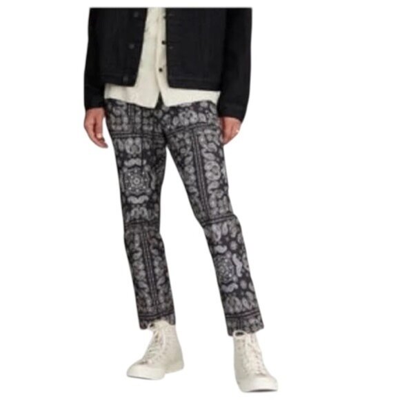PacSun Paisley Slim Fit Drawstring Pants Black Size M Casual Fall Streetwear - Picture 1 of 16